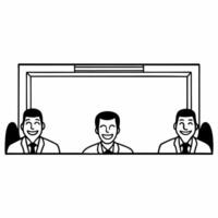 Businessman sharing a joke with coworkers during a meeting break concept as A candid shot of a businessman telling a joke to his coworkers during a break in a meeting The natural Square Square vector