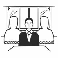 Business leader candidly negotiating in a meeting room concept as A candid shot of a business leader engaged in a serious negotiation with team members The leader body language co Square Square vector