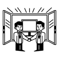 Business partners shaking hands after a successful meeting concept as A illustration of business partners shaking hands after a successful meeting utilizing a 3 color palett Square Square vector