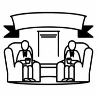 Business partners sharing a candid discussion over coffee in a lobby concept as A candid shot of business partners deeply engaged in conversation over coffee in a lobby area The i Square Square vector