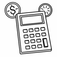 Calculator with holographic revenue icons concept as A calculator sits on a glossy white desk with two holographic icons hovering a glowing dollar sign and a percentage symbol repr Square Square vector