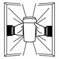 Candid Cafe Payment concept as A candid image of a barista handing a coffee cup to a customer over the counter with a white background The camera focuses on their hands capturing Square Square vector