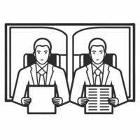 Candid business leader reviewing documents with a team member concept as A candid moment capturing a business leader reviewing important documents with a team member The leader de Square Square vector
