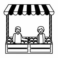 Candid Market Transaction concept as A candid capture of a vendor and buyer exchanging goods at a market stall set against a clean white background The camera pans slightly to the Square Square vector