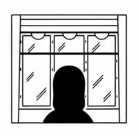Candid Shop Window Browsing concept as A candid shot of a person peering into a shop window display with a white background The camera captures from behind the glass emphasizing t Square Square vector
