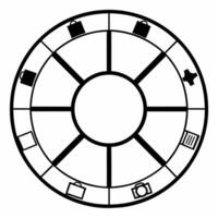 Circular economy infographic with business icons concept as Pan across a circular diagram representing the circular economy with each section containing business icons factory shi Square Square vector