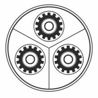 Circular ESG infographic with interconnected gears concept as Close up of a circular infographic with E S and G sections each containing gears representing various aspects of ESG Square Square vector