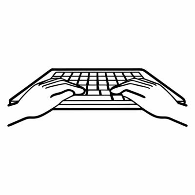 Close up of Hands Typing on Green Energy Keyboard concept as A macro shot of hands typing on a keyboard with keys depicting green energy symbols The camera angle captures the fing Square Square
