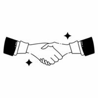 Cosmic deal sealer concept as Dolly shot moving towards two business people shaking hands in a cosmic themed office Soft glowing nebulas and star clusters float around them As th Square Square vector
