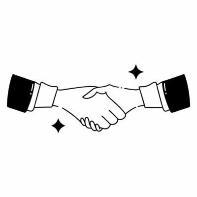 Cosmic deal sealer concept as Dolly shot moving towards two business people shaking hands in a cosmic themed office Soft glowing nebulas and star clusters float around them As th Square Square