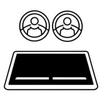 Credit Card with Holographic Bridge and Community concept as A credit card lies flat on a glossy white surface with two holographic icons above a bridge symbolizing compromise and Square Square vector