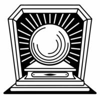 Crystal ball podium with swirling poll results concept as Close up of a podium topped with a crystal ball containing swirling poll results and predictions Camera slowly zooms into Square Square vector