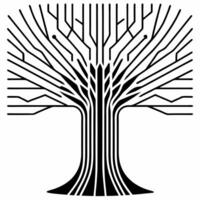 Digital art Sustainable innovation tree concept as Close up of a digital tree trunk formed by streaming data Camera moves upward to reveal branches made of interconnected sustaina Square Square vector
