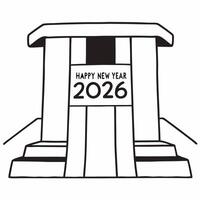 Elegant Ribbon Podium concept as An elegant podium adorned with ribbons featuring the text Happy New Year 2026 The isolated white background highlights the podiums beauty creating Square Square vector