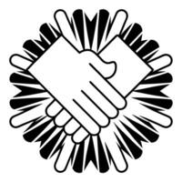 Ethereal business handshake concept as Close up shot of two hands shaking surrounded by soft glowing bokeh lights Camera slowly pans around the handshake revealing abstract swirls Square Square vector
