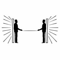 Flat Abstract bokeh handshake concept as A soft focus image captures two silhouetted businesspeople shaking hands against a warm toned bokeh background The camera slowly zooms in Square Square vector