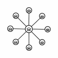 Flat Abstract ESG data streams forming community structures concept as Panning shot of glowing data streams converging to form community structures houses schools parks Camera m Square Square vector