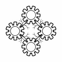 Flat Abstract Gears Interlocking with Tree Branches concept as Soft abstract gears interlock with tree branches amid bokeh effects symbolizing innovation and growth through communi Square Square vector