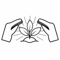 Flat Abstract Hands Holding Seedling concept as Soft abstract image of hands nurturing a small seedling with bokeh light effects The camera tilts upwards emphasizing growth and en Square Square vector