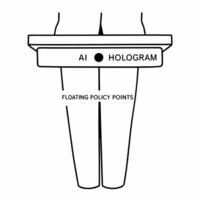Flat AI powered candidate hologram concept as Extreme close up of an holographic politician giving a speech Camera slowly rotates around the hologram revealing lifeli Square Square vector