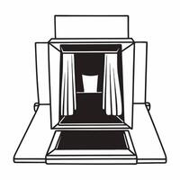 Flat Antigravity voting booth with flying ballot curtain concept as Close up of a voting booth defying gravity with its curtain flying open to reveal a glowing ballot inside Camer Square Square vector