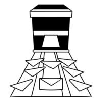Flat Ascending ballot drop box concept as Medium shot of a ballot drop box rising upwards with a trail of envelopes flowing into it Camera follows its ascent against a white backg Square Square vector