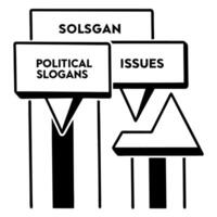 Flat Ascending political speech bubbles concept as Medium shot of various speech bubbles containing political slogans and issues rising upwards Camera follows their ascent against Square Square vector