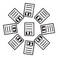 Flat Ascending voter ID cards concept as Medium shot of various voter ID cards floating upwards in a spiral pattern Camera follows the ascending motion against a white backdrop em Square Square vector