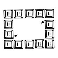 Flat Ballot box border with rising poll numbers concept as Close up of a frame made of interconnected ballot boxes with poll numbers floating upwards in the center Camera slowly p Square Square vector