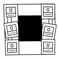 Flat Ballot box mosaic frame with policy tiles concept as Close up of a frame formed by ballot box mosaic tiles with policy area icons on each tile Camera slowly zooms out to reve Square Square vector