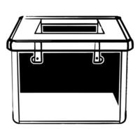Flat Ballot box X ray vision podium concept as Wide shot of a podium shaped like a ballot box with X ray vision showing secure internal mechanisms Camera moves through the box hig Square Square vector