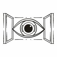 Flat Biometric voter verification concept as Extreme close up of an eye being scanned for voter identification Camera slowly zooms out to reveal a futuristic voting booth Emphasi Square Square vector