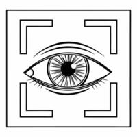 Flat Biometric voter verification eye concept as Macro shot of an eye undergoing biometric scanning for voter verification Camera slowly zooms out to reveal futuristic scanning te Square Square vector