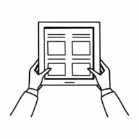 Flat Blockchain voting system demonstration concept as Close up of a technologist demonstrating a blockchain based voting system Camera follows their hands as they explain the pro Square Square vector