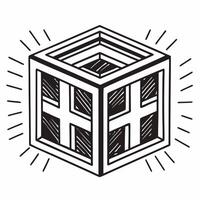 Flat Blockchain vote ledger cube concept as Extreme close up of a glowing cube representing a blockchain vote ledger Camera slowly rotates around the cube revealing transaction de Square Square vector