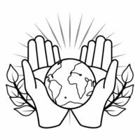 Flat Bokeh Hands Holding Earth with Green Leaves concept as Soft focus hands cradling the Earth adorned with green leaves against a backdrop of bokeh lights The camera zooms in sl Square Square vector