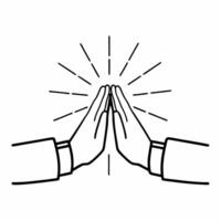 Flat Business Team High Five with Bokeh Effects concept as A soft focus image of a business team sharing a high five overlaid with warm bokeh lights The camera captures a dynamic Square Square vector