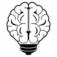 Flat Brain lightbulb idea concept as illustration of a white brain merged with a lightbulb Camera slowly rotates around the image revealing intricate neural connections lig Square Square vector
