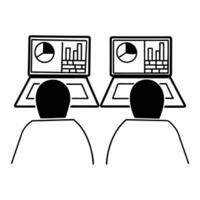 Flat Campaign staff analyzing voter data concept as Close up of computer screens showing voter data and analytics panning to focused faces of campaign staff Camera captures intens Square Square vector