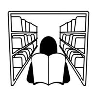 Flat Candid Bookstore Browsing concept as A candid capture of a person intently reading a book in a bookstore aisle set against a white background The camera moves slightly closer Square Square vector