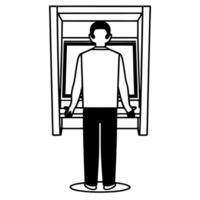 Flat Candid ATM Withdrawal concept as A candid capture of a person using an ATM machine set against a white background The camera captures from an angle that focuses on the action Square Square vector