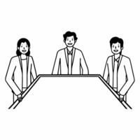 Flat Candid Business Negotiation Reaching Compromise concept as A candid shot of business professionals in a meeting room reaching a compromise with smiles and handshakes The came Square Square vector