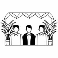 Flat Candid Collaboration in Eco Workspace concept as A candid shot of a team collaborating in an eco friendly workspace with plants and natural light set against a white backgroun Square Square vector