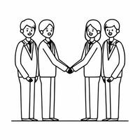 Flat Candid Community Outreach Meeting concept as A candid image of corporate representatives meeting with community members to discuss ESG initiatives The camera captures sincere Square Square vector