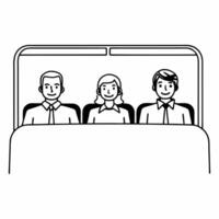 Flat Candid family moment on campaign bus concept as Medium shot of a politician having a quiet candid moment with family on a campaign bus Camera slowly pans across tired but sup Square Square vector