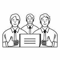 Flat Candid reaction to positive impact report concept as Tracking shot of executives reviewing an ESG impact report their faces lighting up with genuine smiles and nods of approva Square Square vector