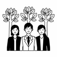 Flat Candid Team Building with Eco Activities concept as A candid image of a team participating in eco friendly team building activities such as planting trees set against a white Square Square vector