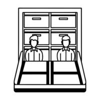 Flat Candid Tech Store Inquiry concept as A candid shot of a customer discussing a product with a store assistant in a tech shop set against a white background The camera captures Square Square vector