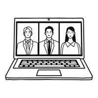 Flat Candid Virtual Meeting on Sustainability concept as A candid shot of a team engaged in a virtual meeting discussing sustainability initiatives with laptops and screens display Square Square vector