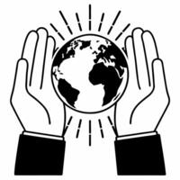 Flat Close up of Hands Holding a Holographic Earth concept as A macro shot focusing on two hands gently cradling a glowing holographic Earth The camera zooms in to capture the int Square Square vector